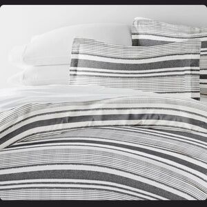 Hearth & Hand Magnolia King Linen Blend Stripe Duvet Cover Farmhouse Neutral